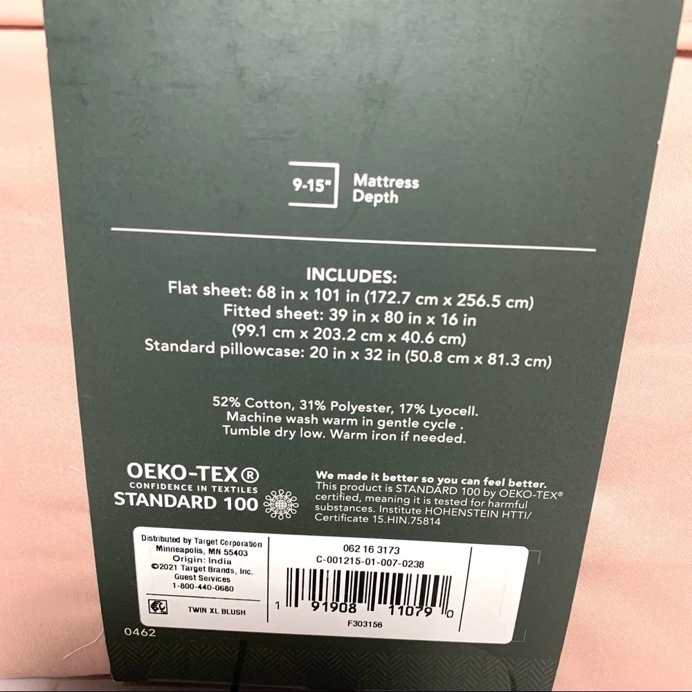 Threshold Blush Pink Tri-Ease 500 Thread Count Sheet Set - TWIN XL